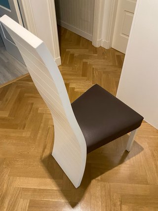 4 Sillas Comedor Madera Blanca Asiento Marrón