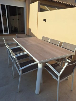 Mesa extensible jardín 10 personas aluminio