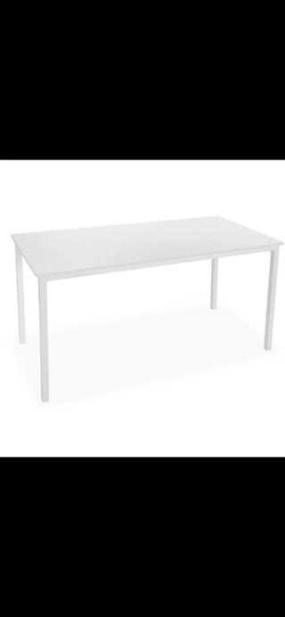 Mesa Rectangular Blanca Madera y Metal