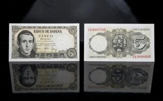 2 Billetes 5 Pesetas España 1951 y 1954