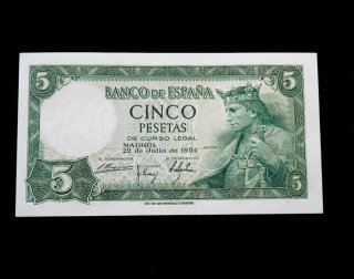 2 Billetes 5 Pesetas España 1951 y 1954