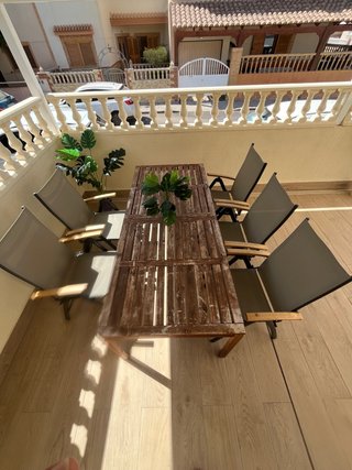 Conjunto mesa y sillas jardín madera