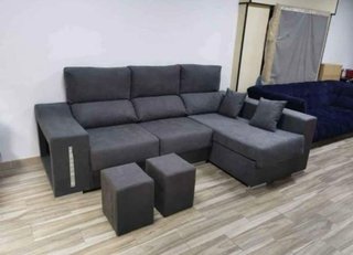 Hermoso Sofa con arcon y puff Nuevo 3 COLORES