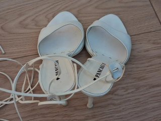 Sandali pelle cuoio bianchi 38 con lacci