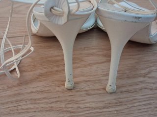 Sandali pelle cuoio bianchi 38 con lacci