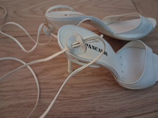 Sandali pelle cuoio bianchi 38 con lacci