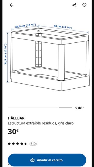 Estructura extraíble IKEA gris