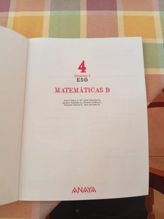 Libro de matemáticas B de 4 ESO tercer trimestre