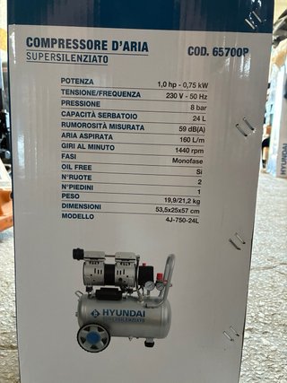 Compressore Aria Hyundai Supersilenziato 24L
