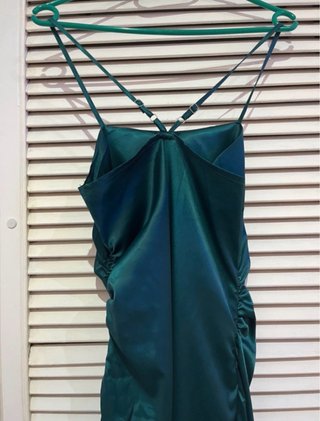Vestido largo satén verde botella Shein Talla S