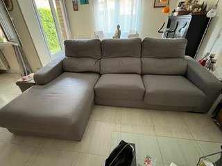 Sofá 2 plazas con chaise longue gris