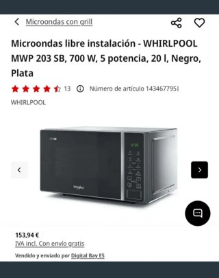 Microondas Grill Whirlpool Cook 20