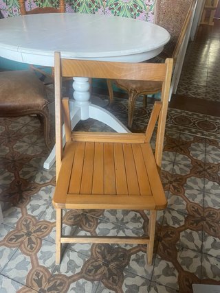 4 Sillas Vintage Madera y Tela
