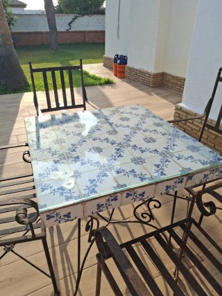 Mesa y 4 Sillas Hierro Forjado Exterior