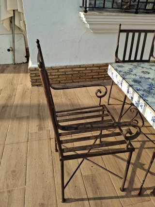Mesa y 4 Sillas Hierro Forjado Exterior