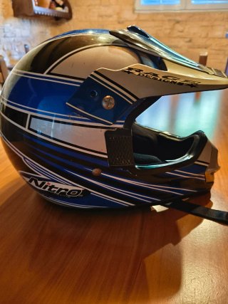 Casco de Moto Nitro Azul y Plata