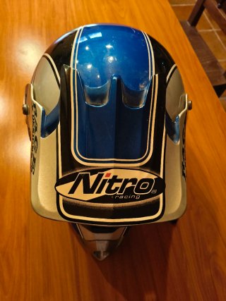 Casco de Moto Nitro Azul y Plata
