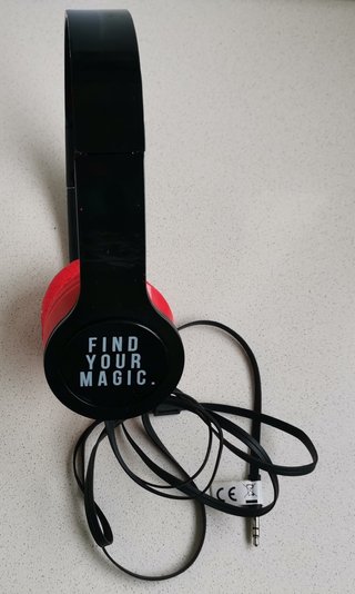Auriculares diadema plegables negro/rojo