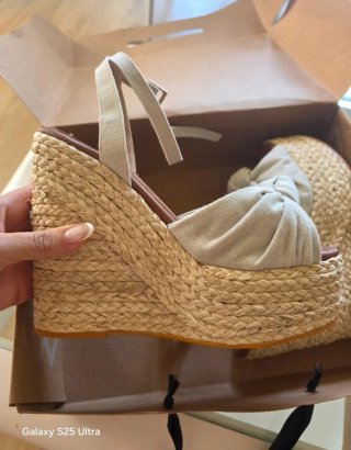 Cuñas MJA Beige/Marrón Talla 37 americano 38eu