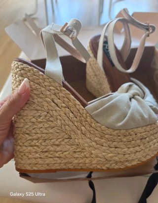 Cuñas MJA Beige/Marrón Talla 37 americano 38eu