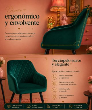 Pack 2 Sillones Terciopelo color verde esmeralda