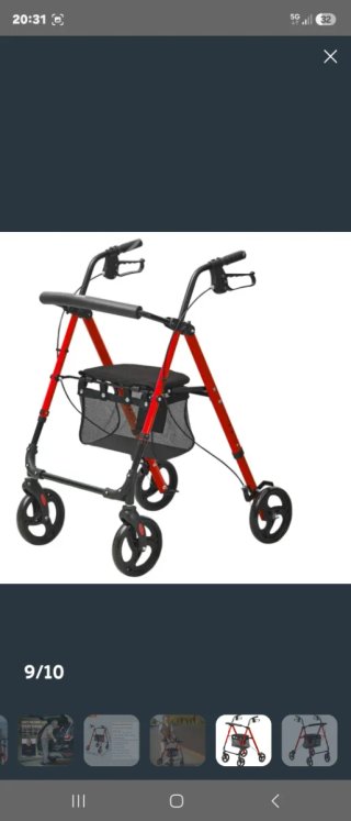 Andador 4 ruedas con asiento y cesta