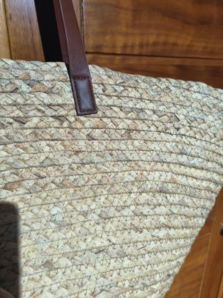 Bolso de rafia beige y verde