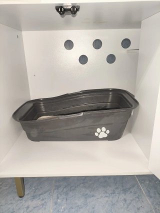 Mueble arenero para gatos blanco