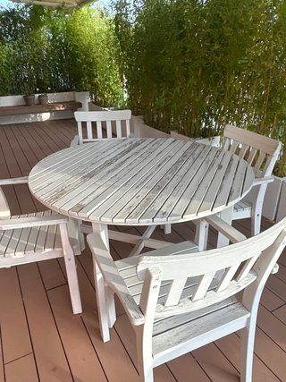Conjunto mesa y sillas jardín madera