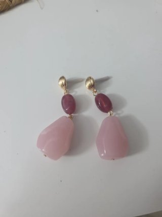 Pendientes largos rosa y morado