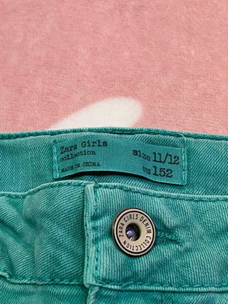 Zara Girl Pantalon Shorts vaqueros verde 12 años