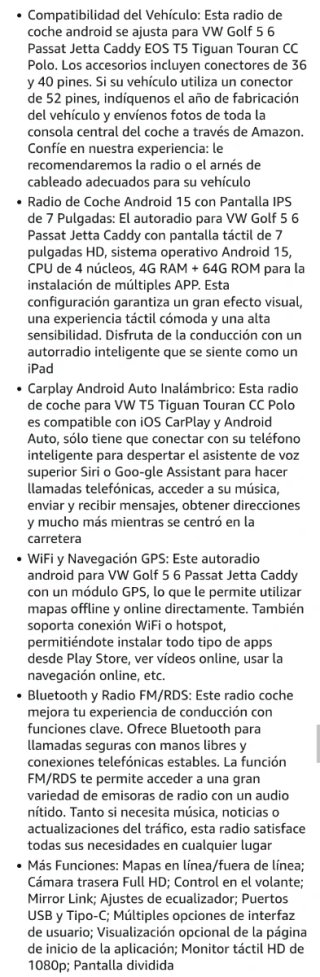 Radio para VW Golf 5 6 Passat Jetta Caddy...