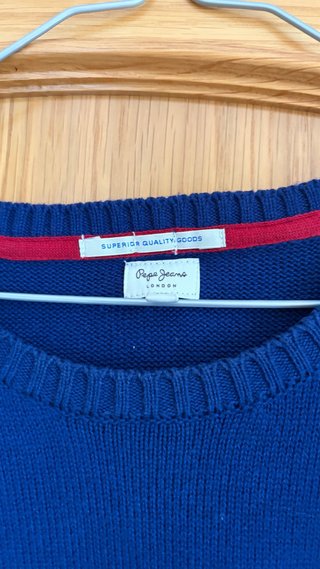 Jersey Pepe Jeans Azul con Rayas Rojas