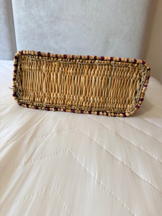 Bolsa artesanal paja morada y beige