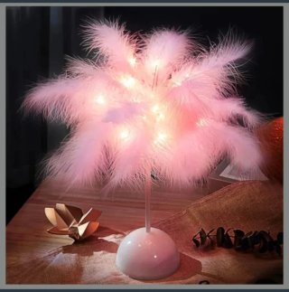 Lampada Piume Rosa con Luci LED