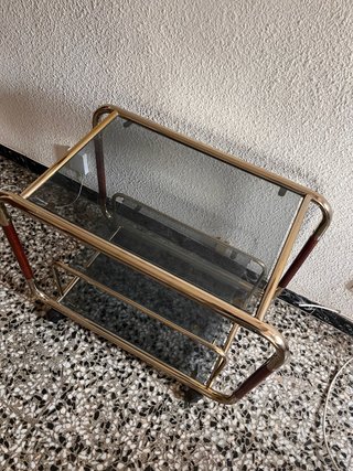 Mesa auxiliar vintage cristal y metal