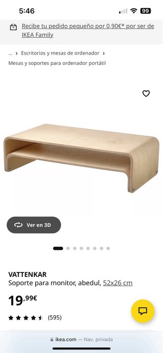 Escritorio Elevable Blanco 90x60 cm