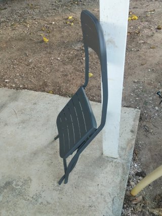 Sillas de hierro plegables grises, 9 unidades