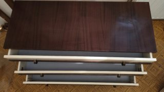 Cómoda de madera y metal beige/marrón