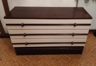Cómoda de madera y metal beige/marrón
