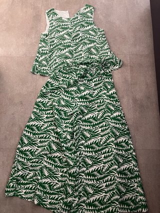 Conjunto Top y Pantalón Estampado Verde