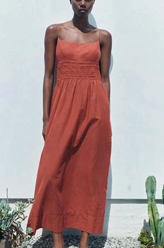 Vestido Zara Talla XS Color Teja