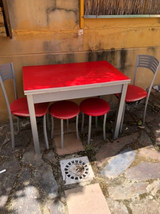 Mesa y 4 Sillas Cocina Rojas