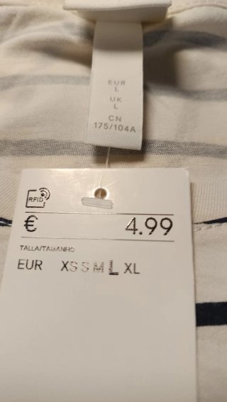 Camiseta H&M Rayas Mujer Talla L