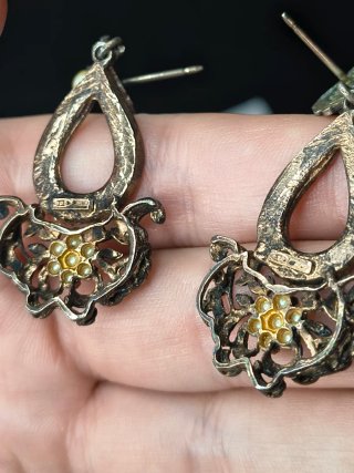 Orecchini vintage pendenti argento 925