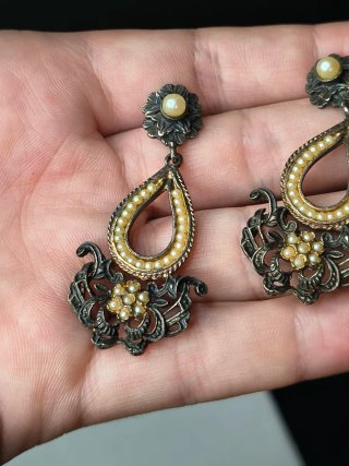 Orecchini vintage pendenti argento 925