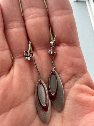 Pendientes largos plata y rojo