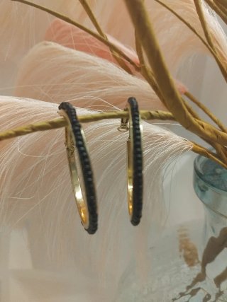 Pendientes Aro Dorados con Detalles Negros