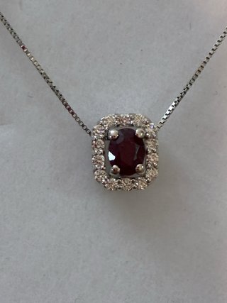 Collar Colgante oro 18k Ruby y Diamantes
