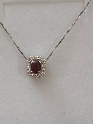 Collar Colgante oro 18k Ruby y Diamantes